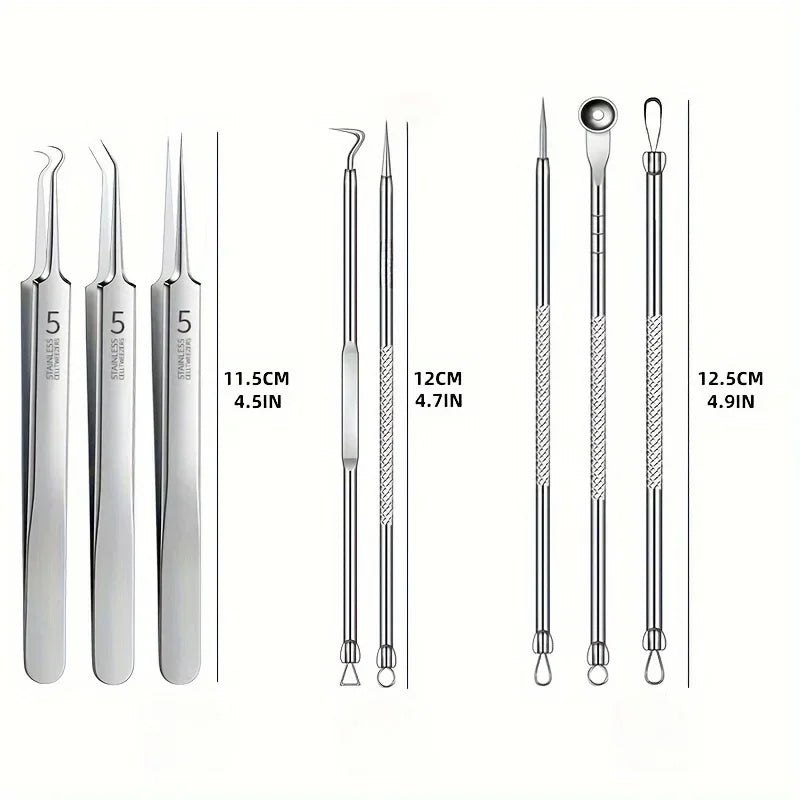 Stainless Steel Blackhead Remover Tool Set For Skincare Grooming Accessories