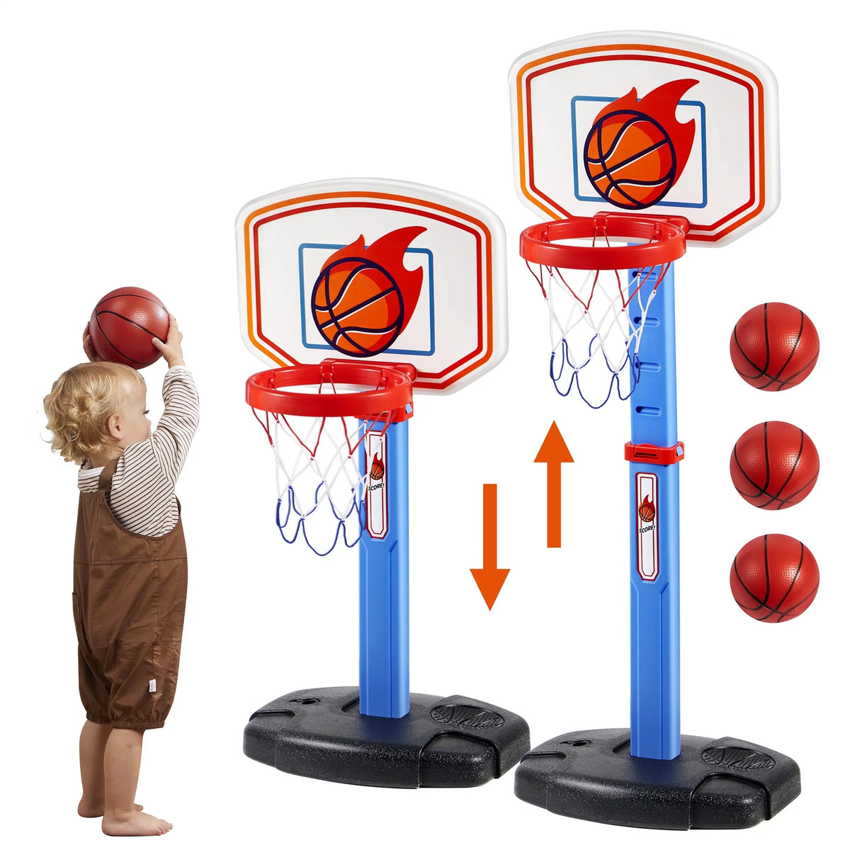 Joyfy Adjustable Indoor Basketball Hoop Game Set for Kids