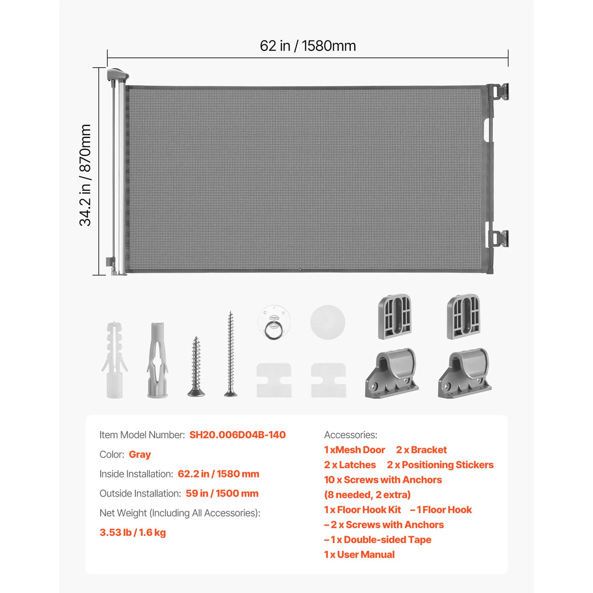 SucceBuy Retractable Baby Gate With Security Lock And Safe Mesh