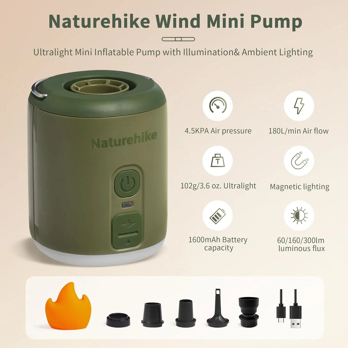 Naturehike Portable Rechargeable Air Pump For Camping Travel Gear