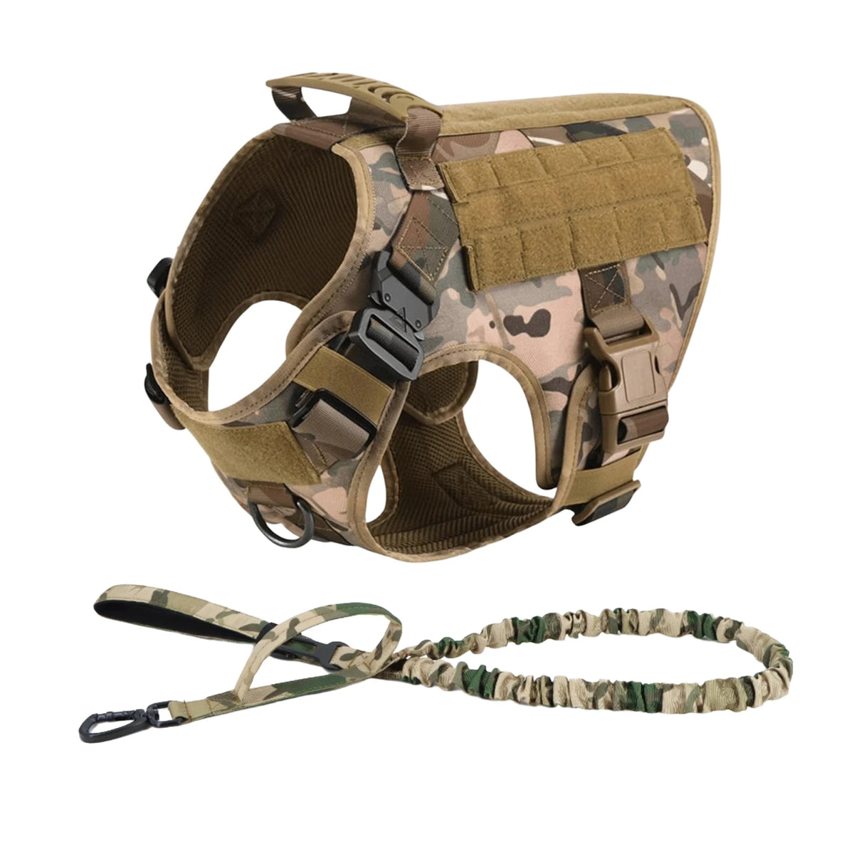 Tactical Nylon Dog Harness With Quick Release Molle Pouches For Training