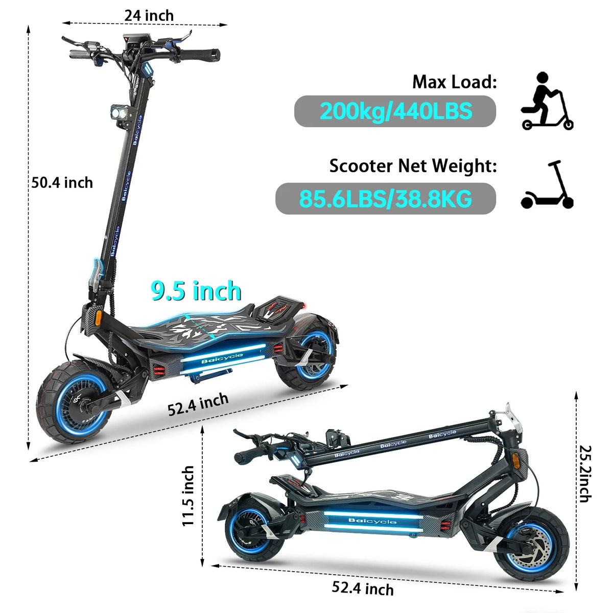 BIKydom Dual Motor Electric Scooter For Adults With Foldable Design