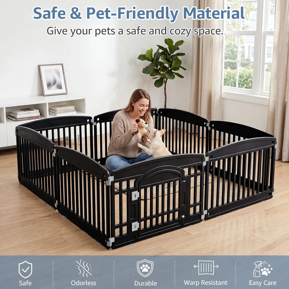 JHK Plastic Dog Playpen Expandable Foldable Portable Pet Fence