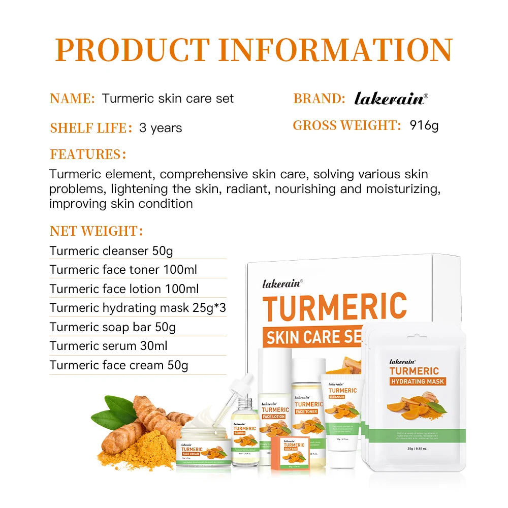 Lakerain Turmeric Skincare Set For Brightening And Nourishing Skin