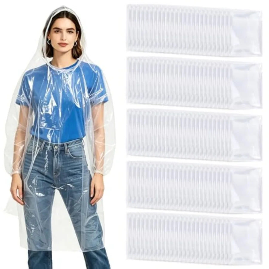 Disposable Waterproof Emergency Rain Ponchos With Hood For Outdoor Use
