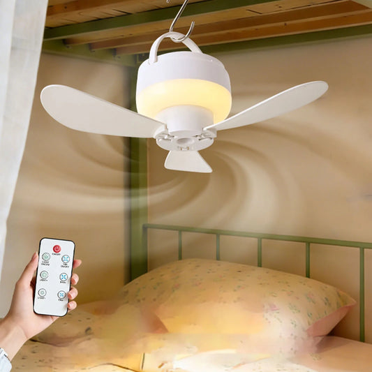 Rechargeable Portable Ceiling Fan With Led Lighting For Outdoor Use