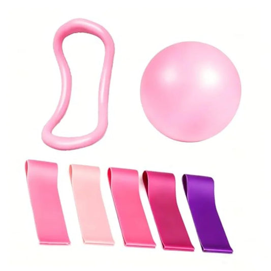 Pilates Workout Kit With Resistance Bands And Yoga Rings Mini Ball
