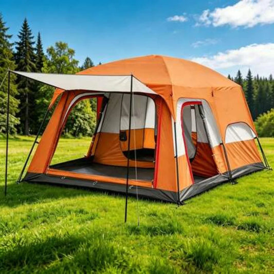 Double Layer Camping Tent Family Rainproof TPU Nylon Aluminum Poles