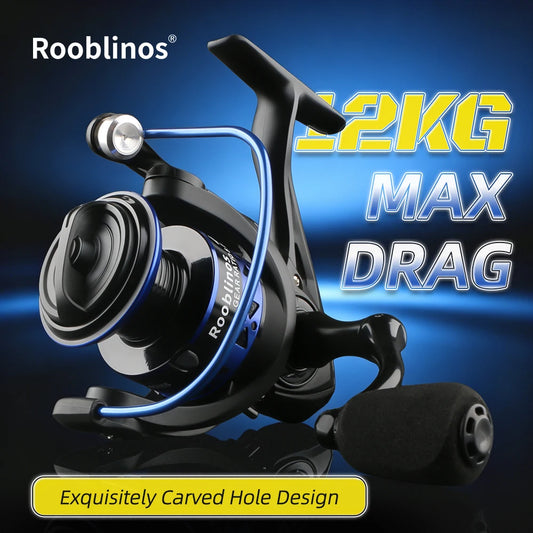 Rooblinos Saltwater Spinning Reel With Metal Spool And 12BB