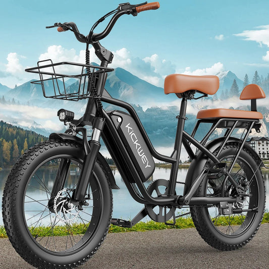 Kickwey 1500W Fat Tire Electric Mountain Bike Extended Range Battery