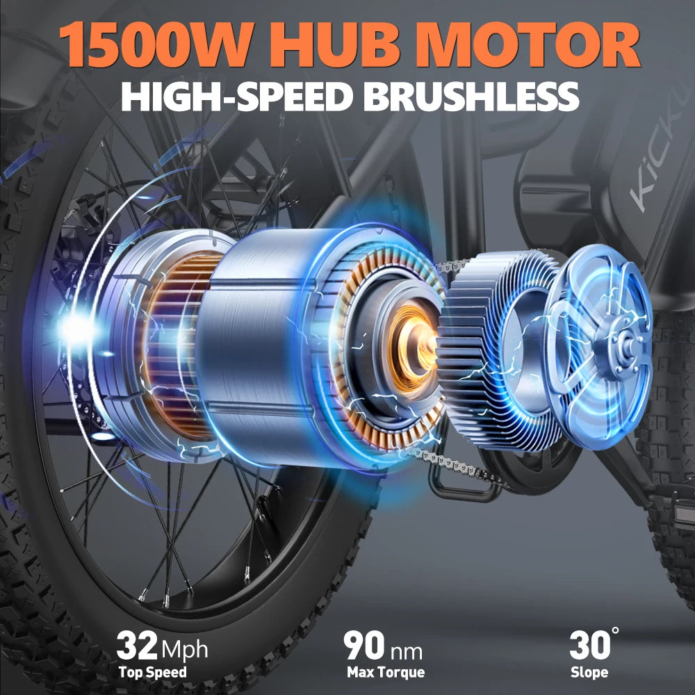 Kickwey LD20 1500W Electric Bike Adult Mountain Fat Tire