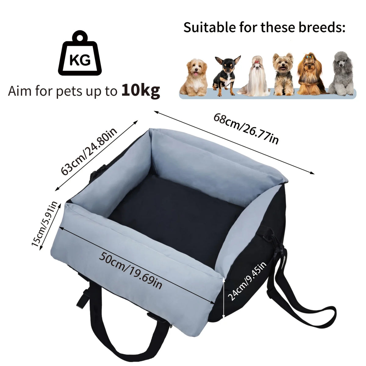 Bingopaw Dog Car Seat Pet Booster Seat With Safety Belt