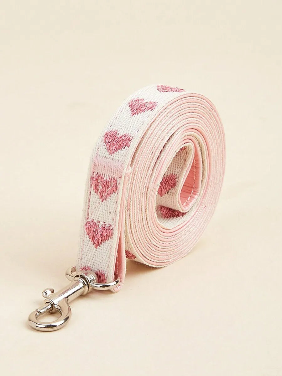 Heart Pattern Polyester Pet Leash For Everyday Outdoor Walks