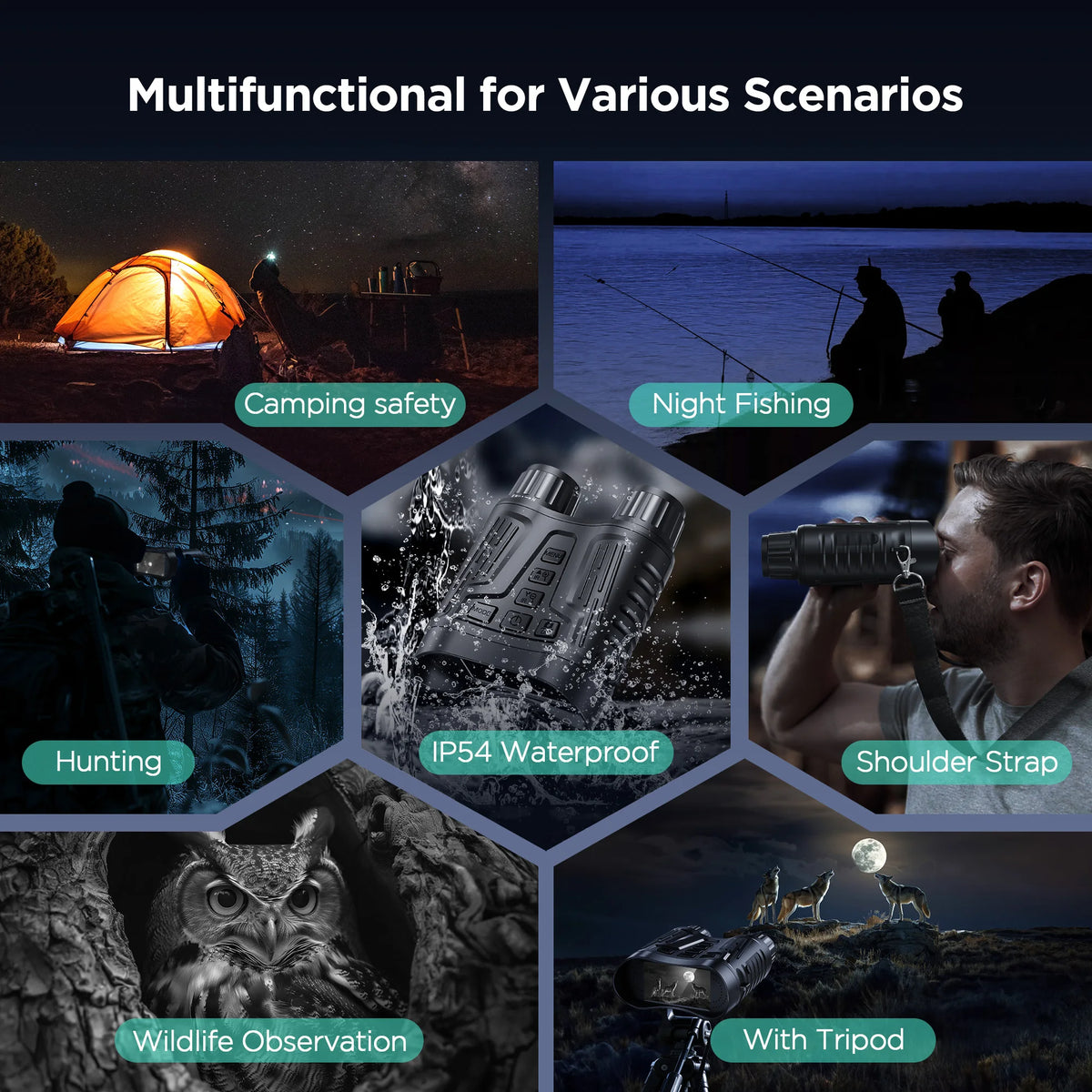 DIYIMIN Night Vision Binoculars Featuring Digital Zoom And IR Illuminator
