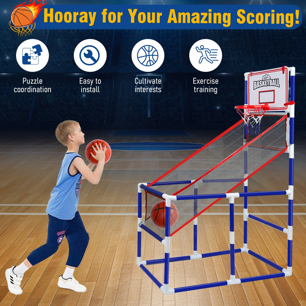 LLParty Kids Basketball Hoop Set With Ball And Air Pump