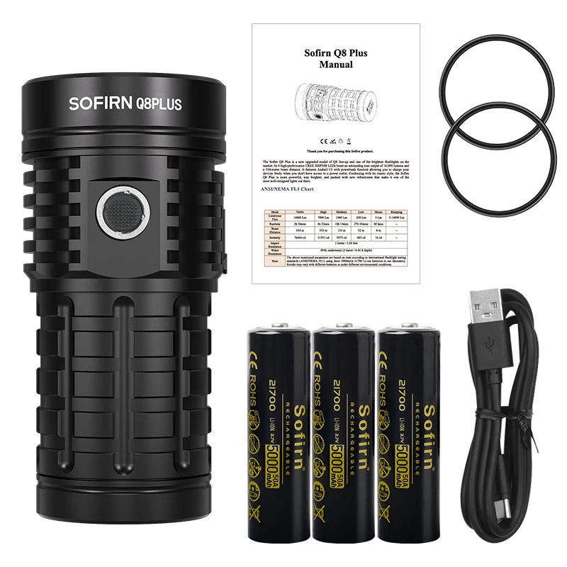 Sofirn Q8 Plus Xhp50b Flashlight Usb Rechargeable 16000 Lumen