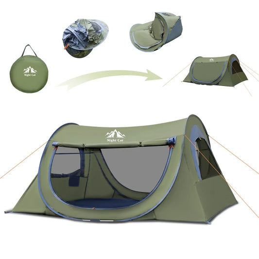 Night Cat Automatic Pop Up Tent With Durable Mosquito Netting