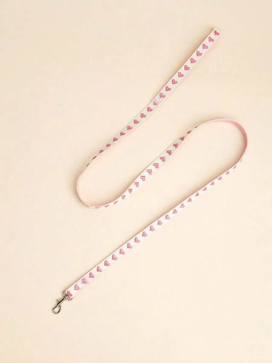Heart Pattern Polyester Pet Leash For Everyday Outdoor Walks