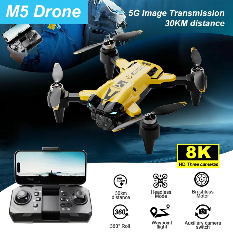 ZNLYRION M5 Foldable Drone 8K Camera Obstacle Avoidance RC Quadcopter