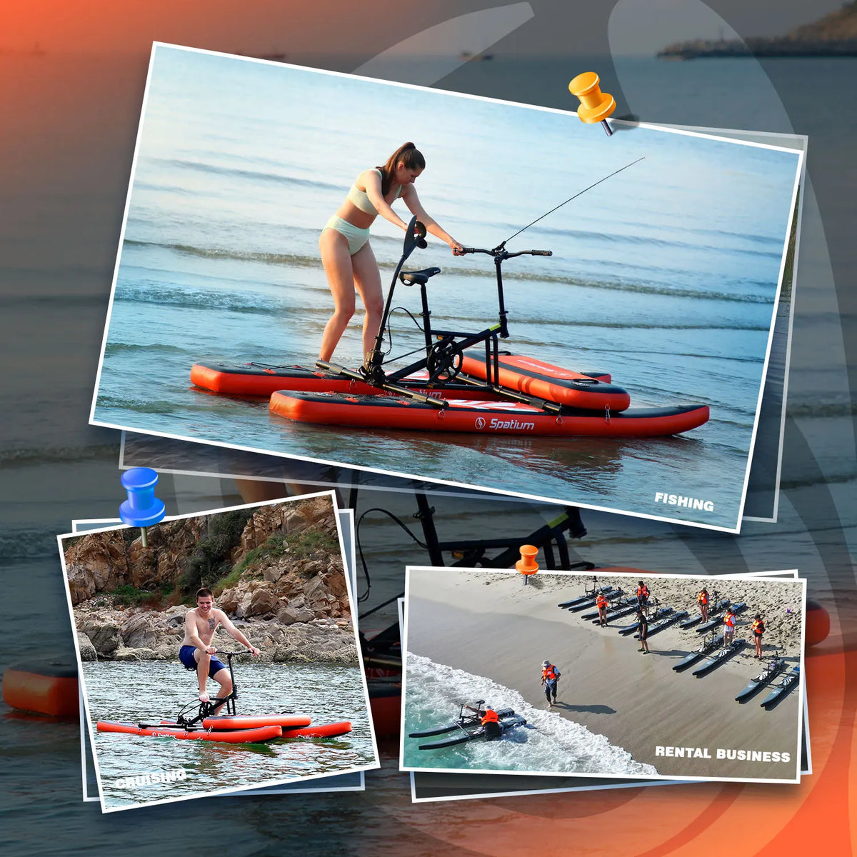 Spatium Inflatable Pontoon Water Bike for Lake Adventures