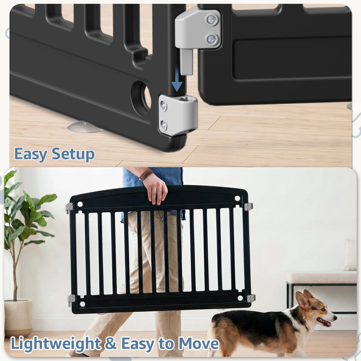 JHK Plastic Dog Playpen Expandable Foldable Portable Pet Fence