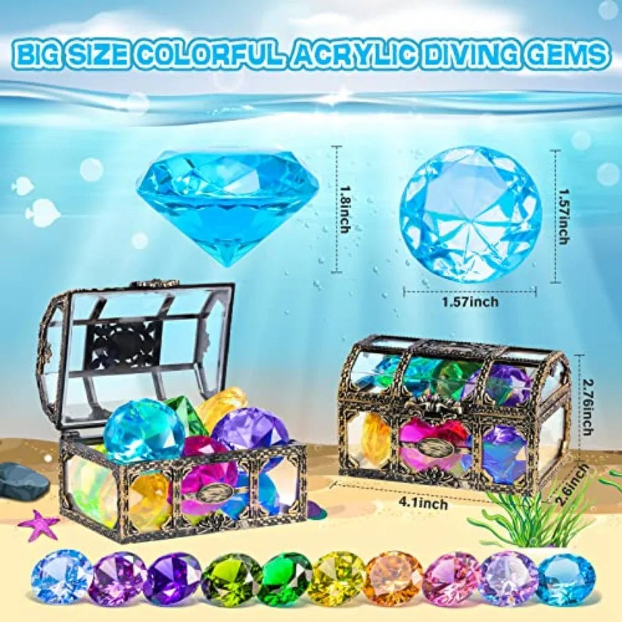 Diving Gem Pool Toys With Pirate Treasure Chest for Kids