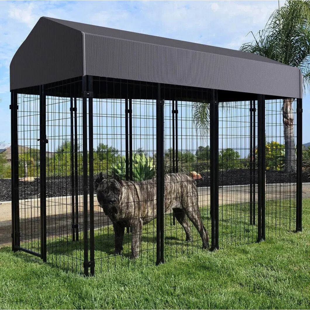Durable Iron Dog Cage Outdoor Pet Run Enclosure With Roof