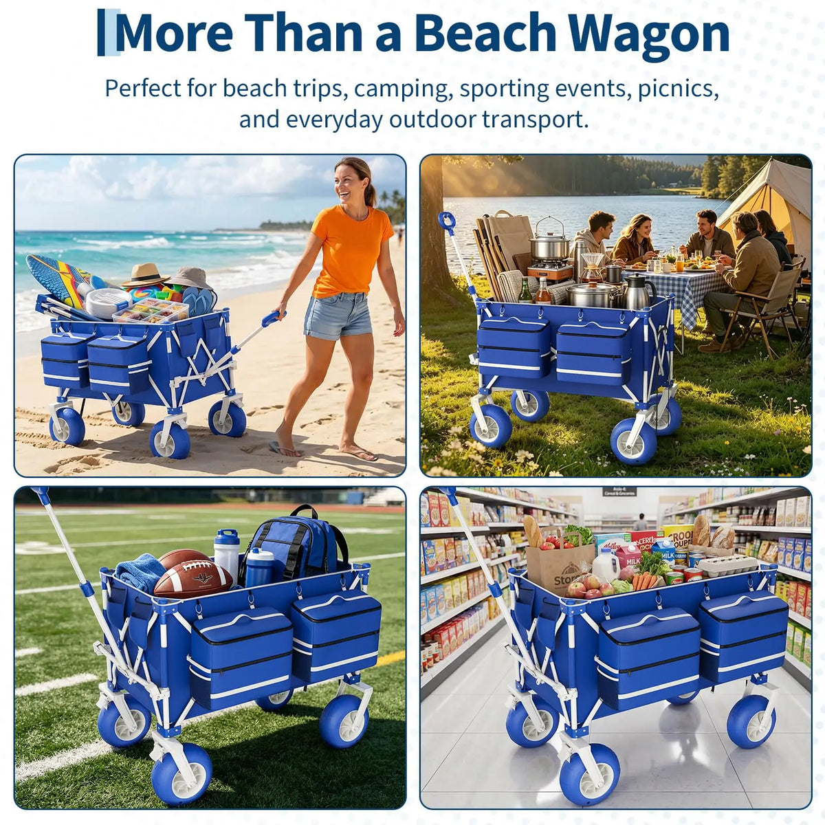 HiMISS Heavy Duty Folding Beach Wagon With All Terrain Wheels