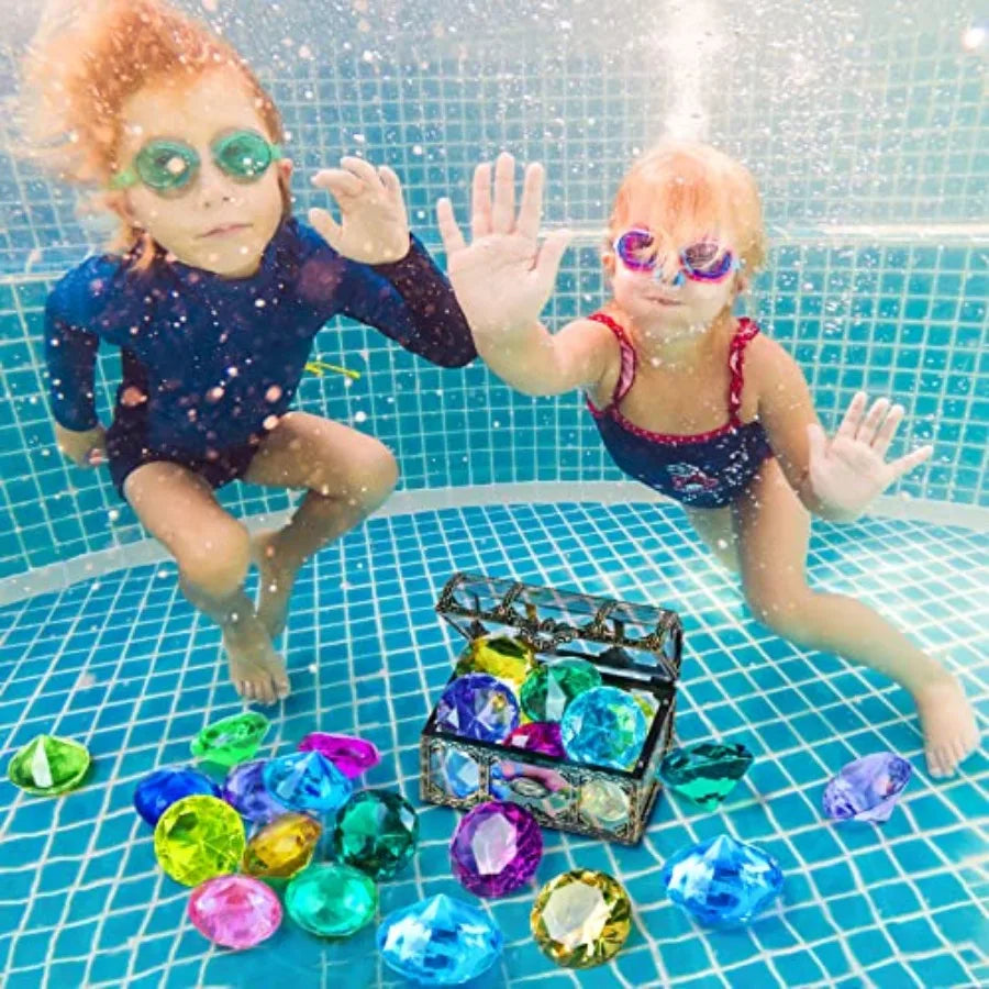Diving Gem Pool Toys With Pirate Treasure Chest for Kids