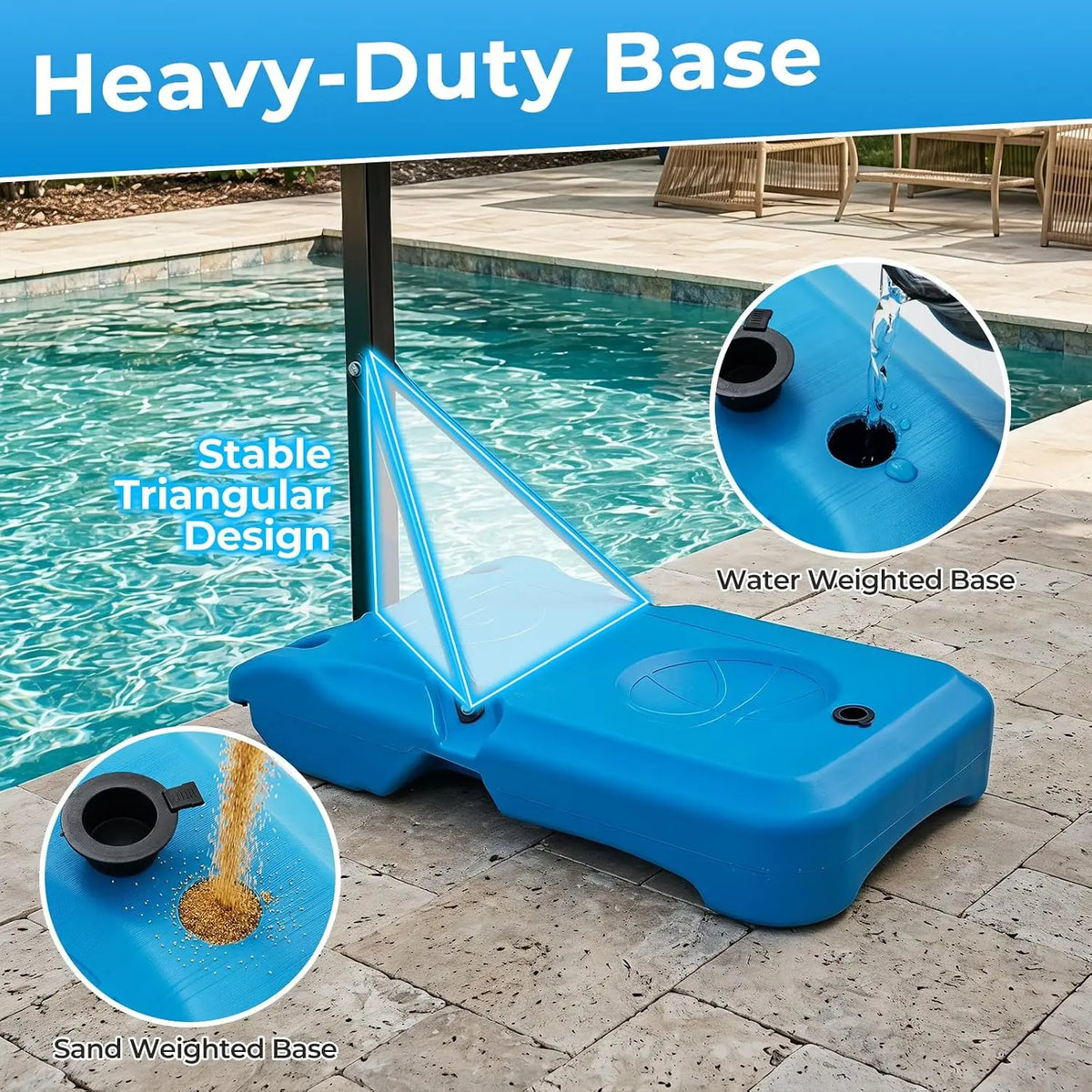 Portable Pool Basketball Hoop With Adjustable Shatterproof Backboard