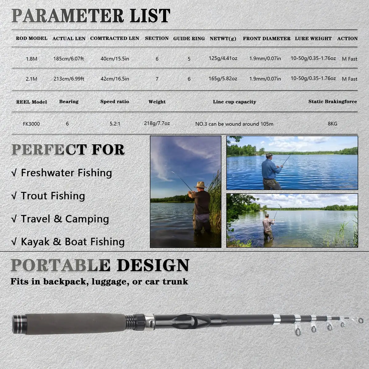 Telescopic Fishing Rod And Reel Combo Kit For Anglers