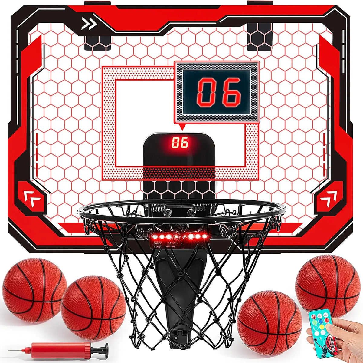 Joyfy Light Up Indoor Basketball Hoop With Scoreboard And Balls