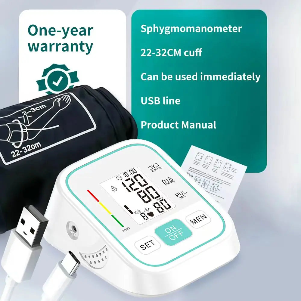 Digital Upper Arm Blood Pressure Monitor With Voice Function