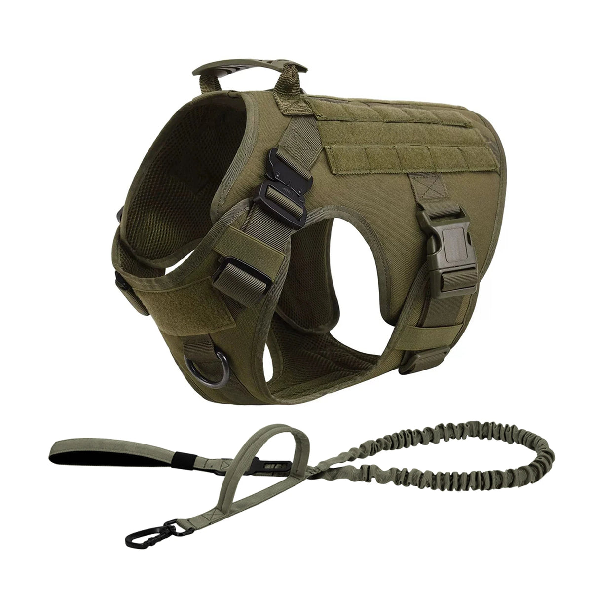 Tactical Nylon Dog Harness With Quick Release Molle Pouches For Training