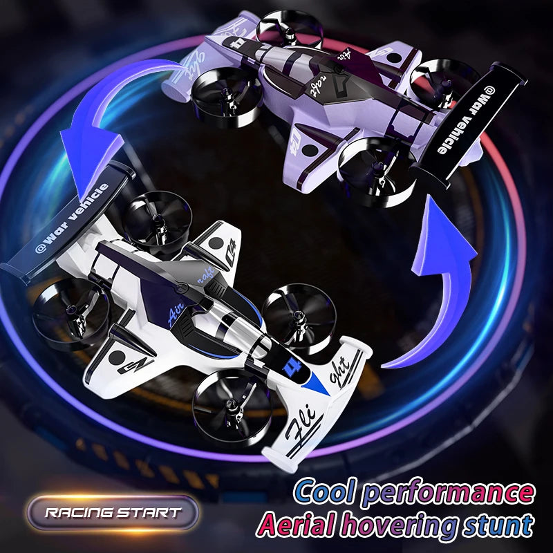 Dual Mode Remote Controlled Flying Car And Stunt Quadcopter Toy