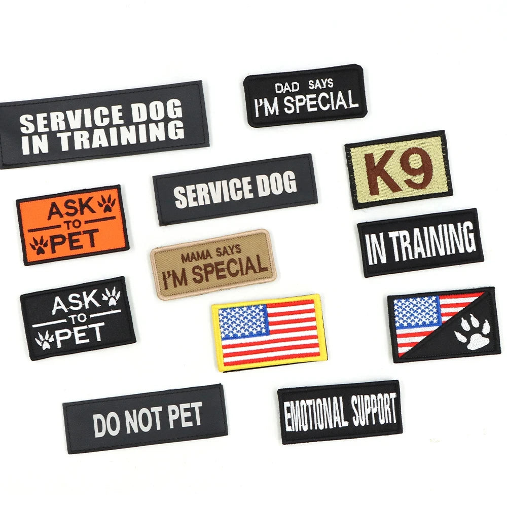 Tactical Dog Harness Collar Leash Training Vest Patches Set Nylon