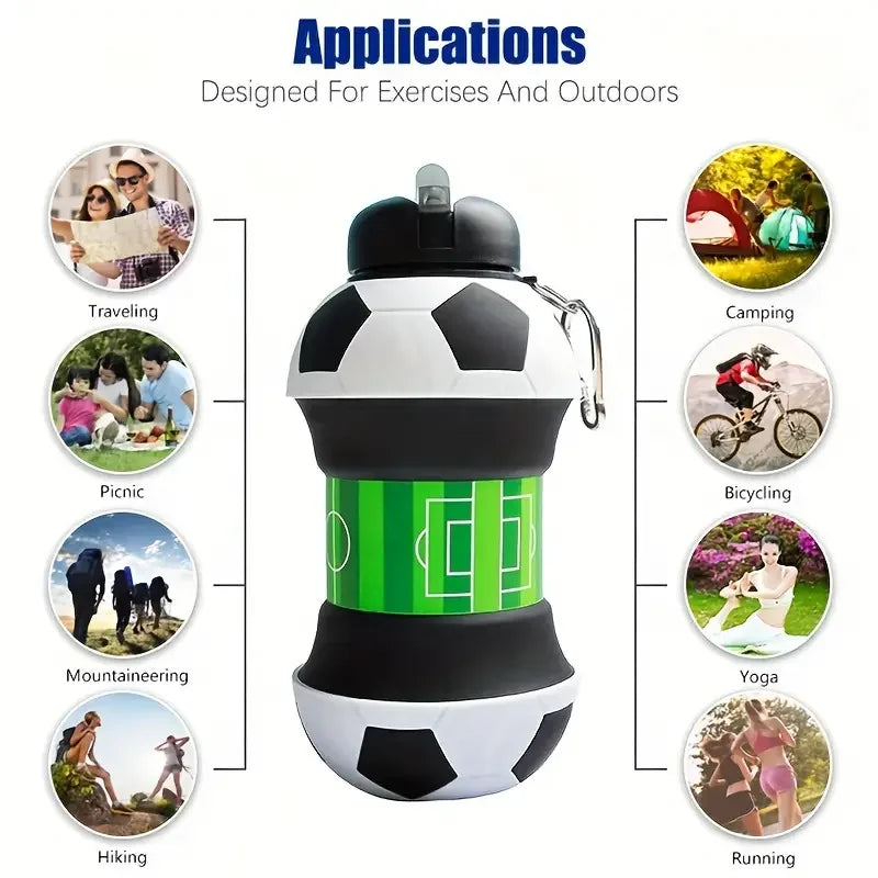Kids Foldable Sports Water Bottle Leakproof Portable Backpack Cup