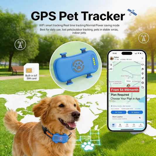 WANWAYTECH 4G GPS Pet Tracker With Live Tracking IP67 Waterproof