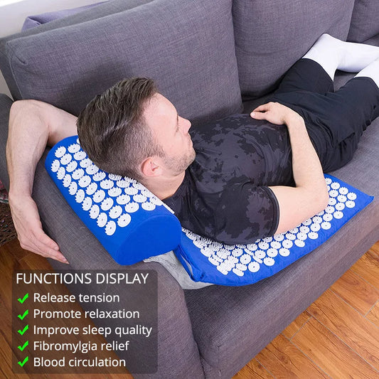 Acupressure Mat With Massage Pillow Set For Back Neck Relief