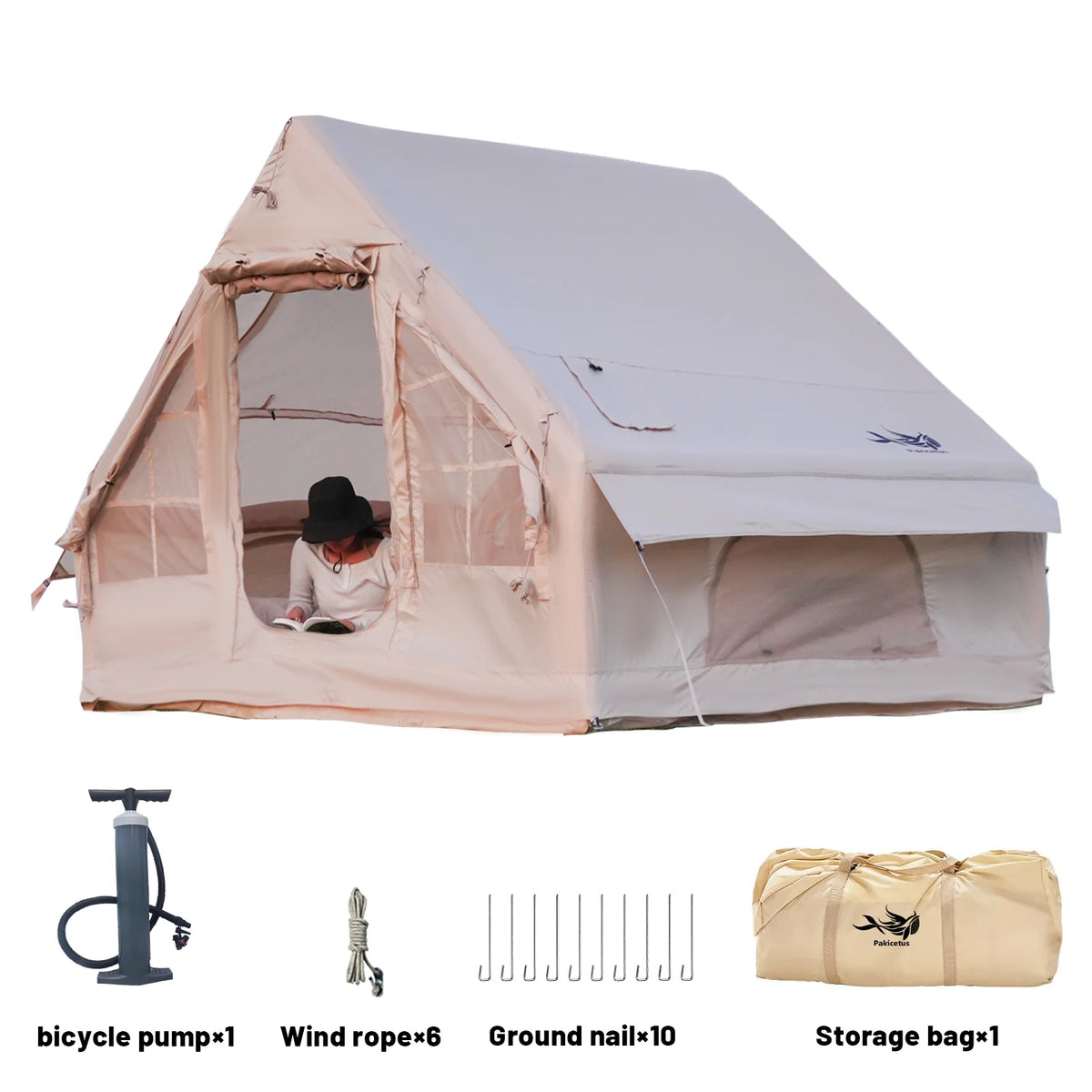 Pakicetus Quick Setup Inflatable Camping Tent With Stove Plug