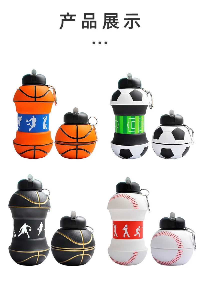 Kids Foldable Sports Water Bottle Leakproof Portable Backpack Cup