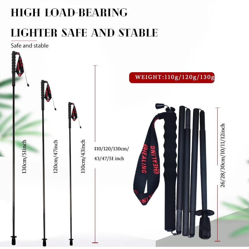 Okhealing Carbon Fiber Foldable 5 Section Lightweight Trekking Poles