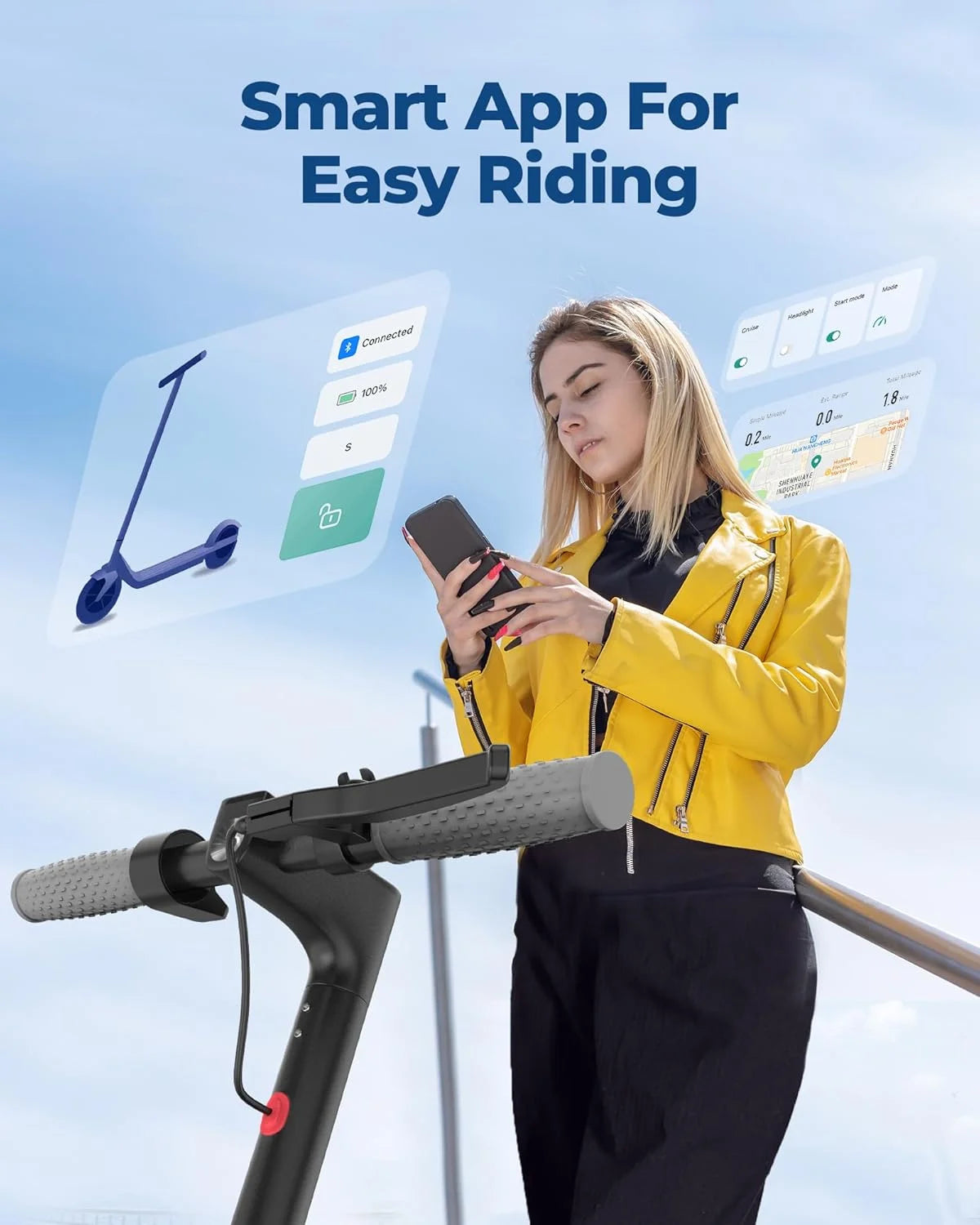 AOVOPRO Ap07 Electric Scooter Featuring Smart App Control Dual Shock