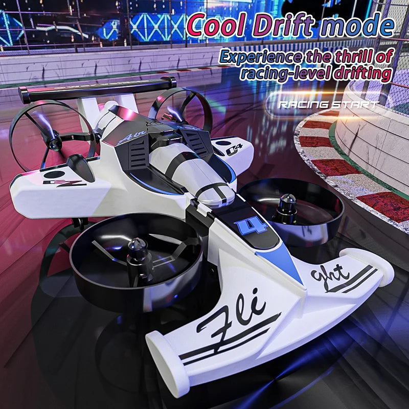 Dual Mode Remote Controlled Flying Car And Stunt Quadcopter Toy