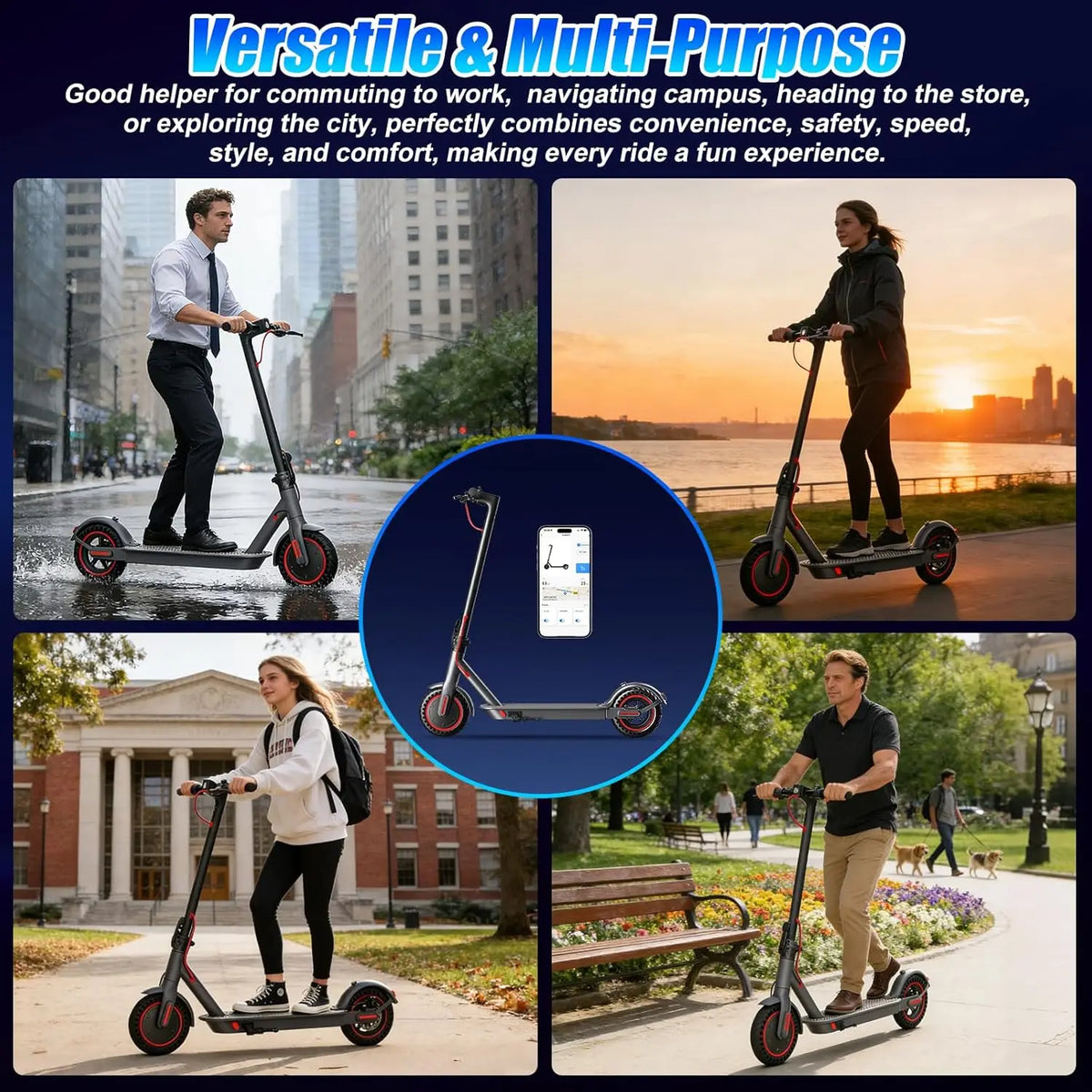 OBX 350W Foldable Adult Electric Scooter With Convenient App Control