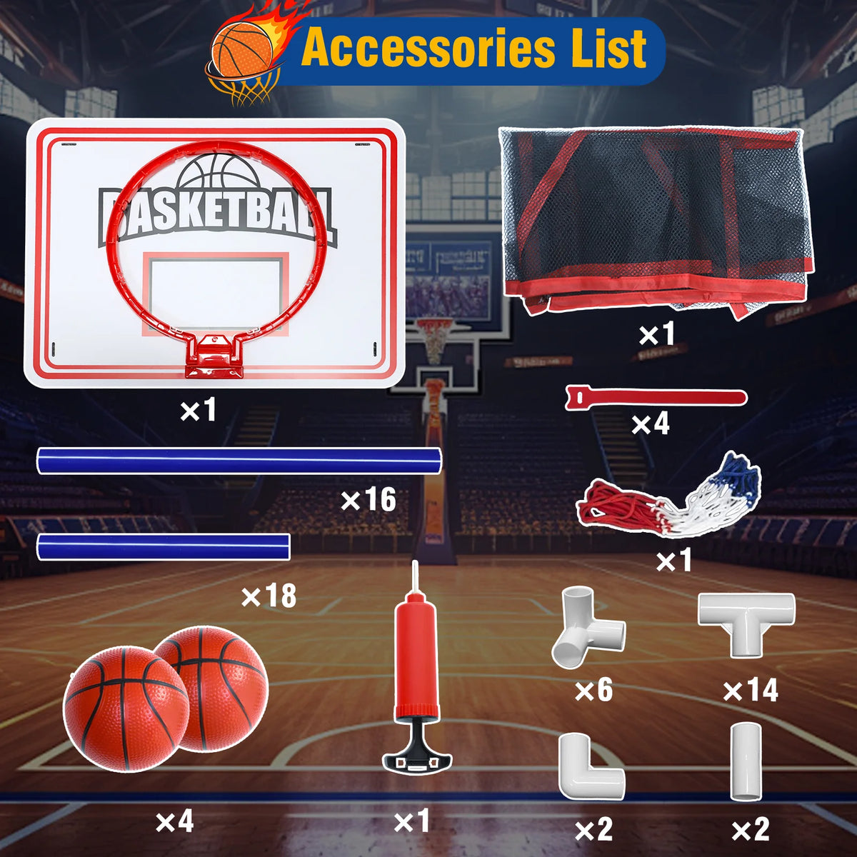 LLParty Kids Basketball Hoop Set With Ball And Air Pump