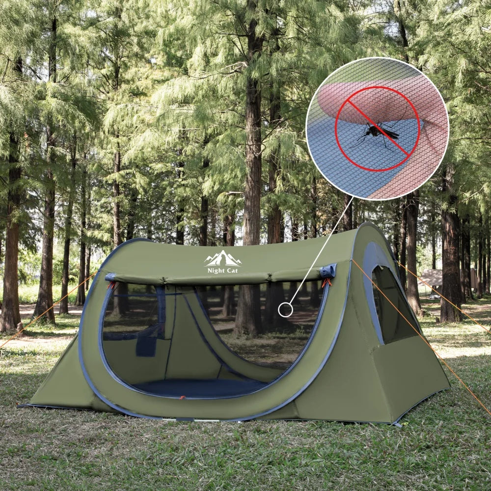 Night Cat Automatic Pop Up Tent With Durable Mosquito Netting