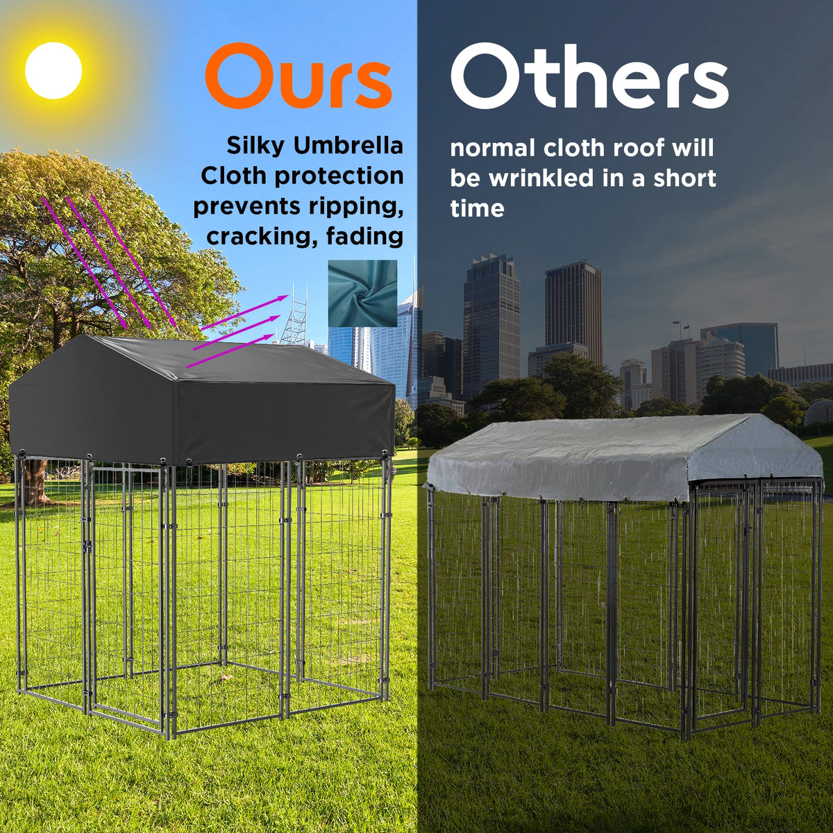 Durable Iron Dog Cage Outdoor Pet Run Enclosure With Roof