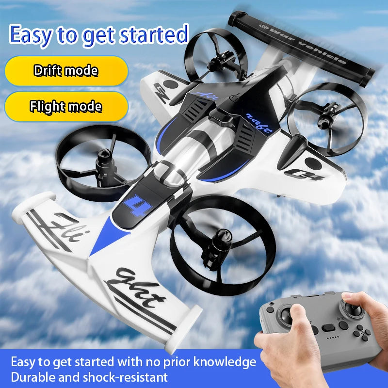 Dual Mode Remote Controlled Flying Car And Stunt Quadcopter Toy