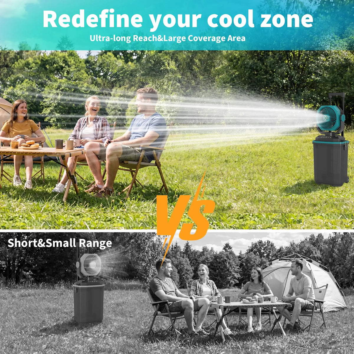HiMiss Rechargeable Misting Bucket Fan Portable Outdoor Cooling System